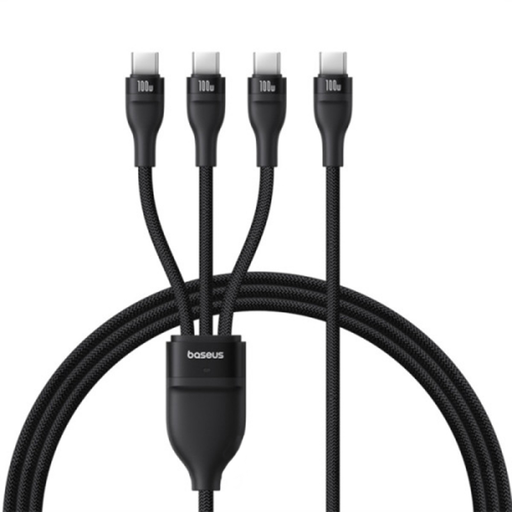 USB-C to 3 x USB-C Kábel Baseus Flash Series III 3in1, 100W, 5A, 1.5m, Fekete P10377503111-00