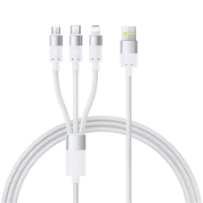 USB-A - Lightning / microUSB / USB-C kábel Baseus StarSpeed, 100W, 5A, 1,5m, Fehér P10319900211-00