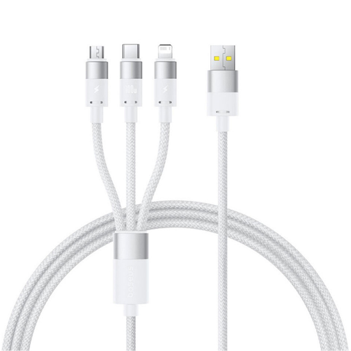 USB-A - Lightning / microUSB / USB-C kábel Baseus StarSpeed, 100W, 5A, 1,5m, Fehér P10319900211-00