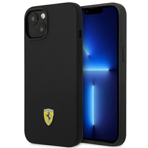 iPhone 15 Plus fekete szilikon tok fém logóval iPhone 15 Plus fekete szilikon tok fém logóval