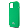  iPhone 15 Zöld Lacoste Liquid Szilikon Mikroszálas Croc Logó MagSafe tok - 3. kép