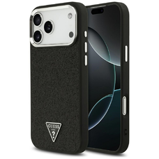 iPhone 17 Pro Max Guess Glitter Triangle Logo MagSafe fekete tok