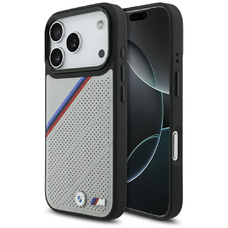 iPhone 17 Pro BMW M Tricolor Metal Logo MagSafe tok szürke