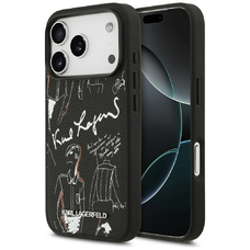 iPhone 17 Pro Karl Lagerfeld Grained Pattern & Logo MagSafe tok fekete