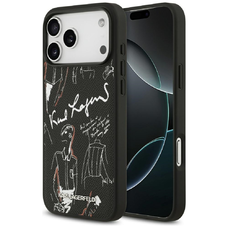 iPhone 17 Pro Max Karl Lagerfeld Grained mintázatú és logós MagSafe tok fekete