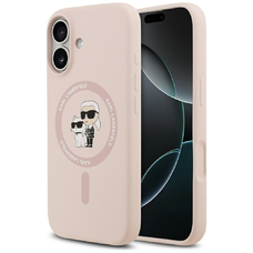 iPhone 17 Karl Lagerfeld szilikon tok Karl&Choupette gyűrű MagSafe rózsaszín tok