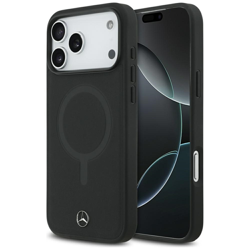 iPhone 17 Pro Max Mercedes sima bőr tok MagSafe fekete tok