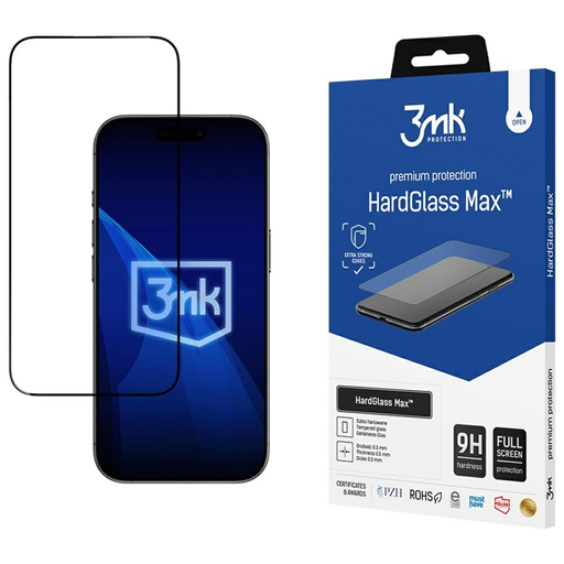 iPhone 17 Air edzett üveg 3MK HardGlass Max fekete üvegfólia