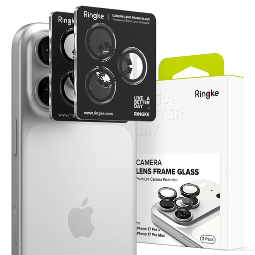 iPhone 17 Pro / 17 Pro Max Ringke Kameravédő Keret 2 csomag Fekete üvegfólia iPhone 17 Pro / 17 Pro Max Ringke Kameravédő Keret 2 csomag Fekete üvegfólia