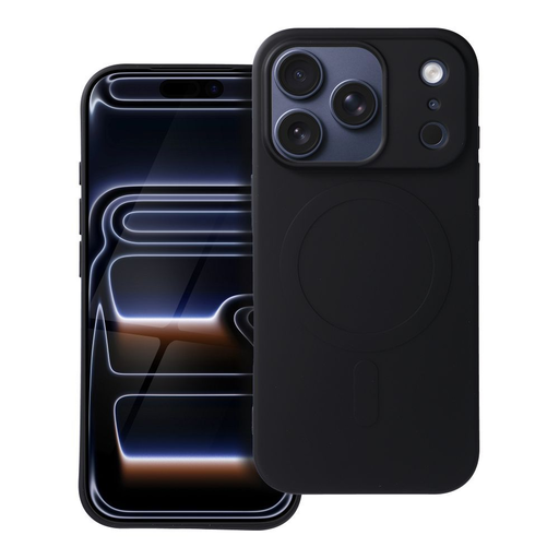 iPhone 17 Pro szilikon MagSafe tok nagy nyílású fekete