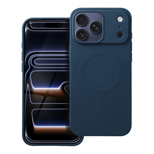iPhone 17 Pro Max szilikon mágneses tok (nagy nyílással) - kék