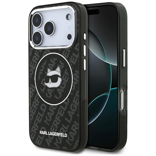 iPhone 17 Pro Karl Lagerfeld IML Choupette Head Logo MagSafe fekete tok iPhone 17 Pro Karl Lagerfeld IML Choupette Head Logo MagSafe fekete tok