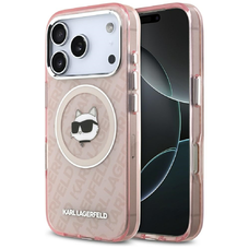 iPhone 17 Pro Max Karl Lagerfeld IML Choupette Fej Logó MagSafe rózsaszín tok