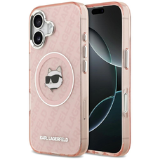 iPhone 17 Karl Lagerfeld IML Choupette Head Logo MagSafe tok rózsaszín