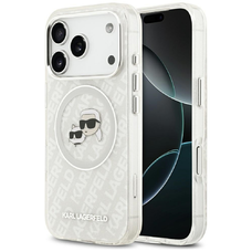 iPhone 17 Pro Karl Lagerfeld IML Glitter Karl & Choupette Heads Logo MagSafe szürke tok