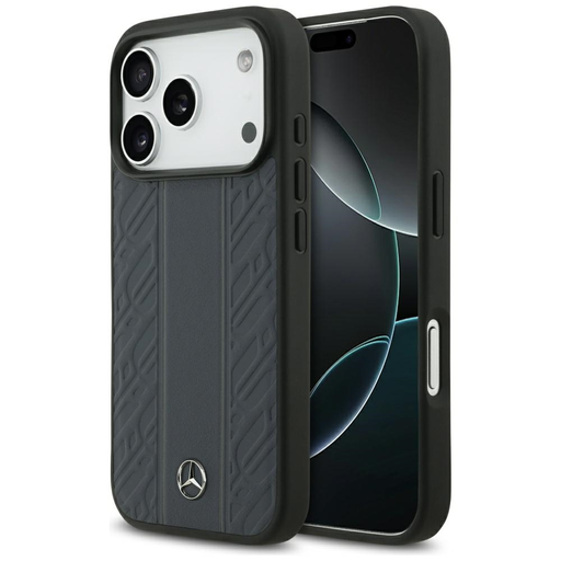 iPhone 17 Pro Mercedes Bőr Laurel Leveles Csíkos MagSafe tok kék iPhone 17 Pro Mercedes Bőr Laurel Leveles Csíkos MagSafe tok kék