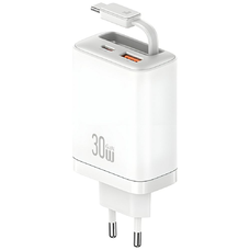 USAMS Xiang Sorozat CC296 30W 1xUSB-C 1xUSB-A + USB-C kábel fehér
