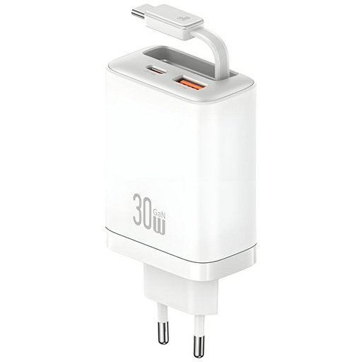 USAMS Xiang Sorozat CC296 30W 1xUSB-C 1xUSB-A + USB-C kábel fehér