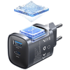 USAMS CC290 T66 45W GaN 1xUSB-A 1xUSB-C töltő, ezüst - 3. kép
