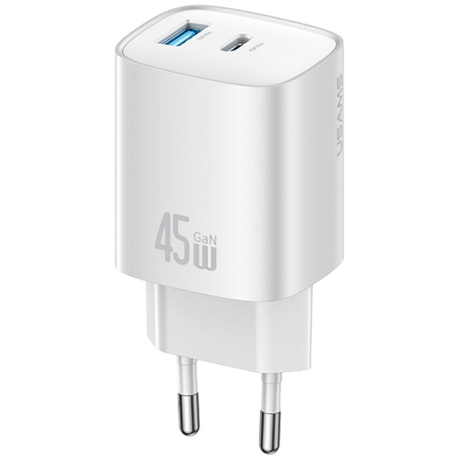 USAMS CC290 T66 45W GaN 1xUSB-A 1xUSB-C töltő, ezüst