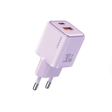 USAMS töltő 1xUSB+1xUSB-C PD30W 3A (csak fej) PD3.0 Gyors töltés lila X-ron Sorozat