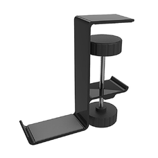 Univerzális táskák és fejhallgató akasztó Techsuit Desk Holder (DH2) alumínium ötvözettel állítható rögzítővel - Fekete