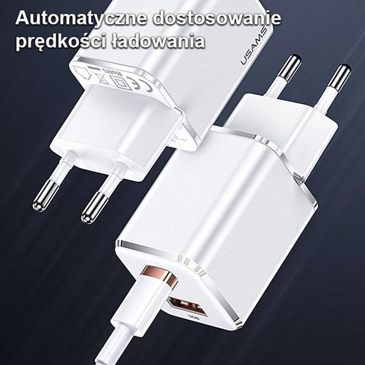 USAMS T43 1xUSB-C + 1xUSB 33W (csak fej) PD3.0 + QC3.0 Gyors Töltés fehér CC144TC02