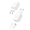 USAMS Töltő 2xUSB 18W + Lightning/USB-A kábel Gyors Töltés fehér sorozat HC HCXLTZ01 - 0. kép
