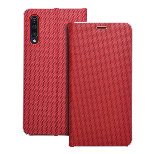 Samsung Galaxy A50 LUNA Book Carbon piros tok