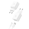 USAMS 2xUSB-A + USB-C/USB-A Gyors töltésű kábel fehér sorozat HC HCXLTZ03 töltő adapter - 0. kép