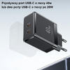 USAMS fali töltő 2xUSB-C T54 GaN 40W (csak fej) PD Gyors töltés fekete CC172TC01 (US-CC172) - 2. kép