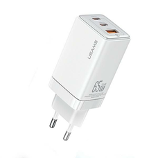USAMS Sandru Series CC180T USB-C töltő adapter 2xUSB-C+1xUSB 65W(only head) GaN PD3.0 +QC3.0 Gyors töltés fehér