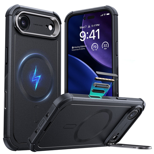 iPhone 17 Air ESR Cyber Armor Kickstand - Fekete tok iPhone 17 Air ESR Cyber Armor Kickstand - Fekete tok