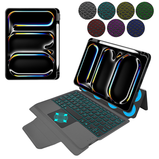 iPad Pro 11 (2024) Fekete Techsuit - KeyTab Pro (RGB Vezeték nélküli Billentyűzettel/Stylus Toll Tartóval) tok iPad Pro 11 (2024) Fekete Techsuit - KeyTab Pro (RGB Vezeték nélküli Billentyűzettel/Stylus Toll Tartóval) tok