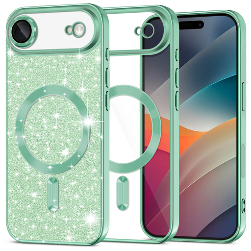 Apple iPhone 17 Air Light Green Techsuit - Luxury Glitter MagSafe tok