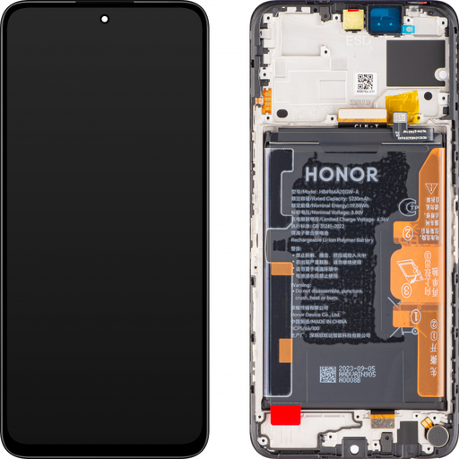 LCD Kijelzőmodul Honor 90 Smart / X7b 4G-hez, akkumulátorral, Éjfekete