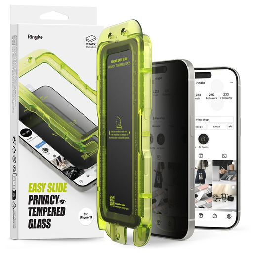 iPhone 17 Ringke Easy Slide privatizáló üvegfólia 2-pack