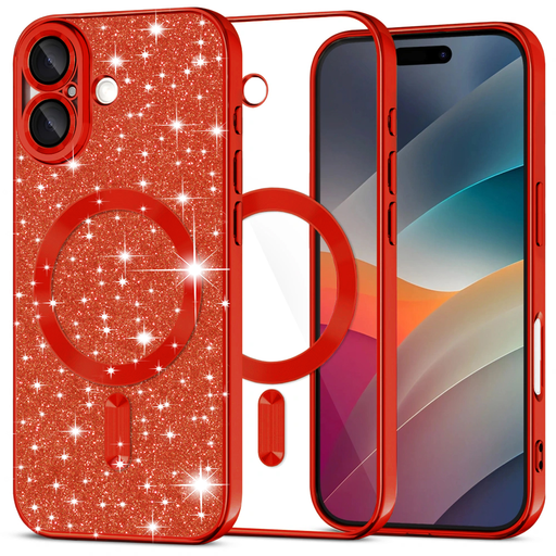 iPhone 17 Piros Techsuit - Luxury Glitter MagSafe tok iPhone 17 Piros Techsuit - Luxury Glitter MagSafe tok