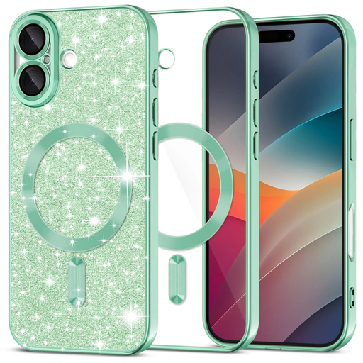 iPhone 17 Light Green Techsuit Luxury Glitter MagSafe tok