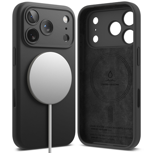 iPhone 17 Pro Fekete Ringke - Silicone Magnetic MagSafe tok