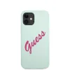 iPhone 12 mini Guess GUHCP12SLSVSBF Silicone Vintage Fuchsia Script tok kék színben - 1. kép