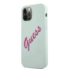 iPhone 12/ 12 Pro Guess GUHCP12MLSVSBF Silicone Vintage Fuchsia Script tok kék színben