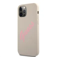 iPhone 12/ 12 Pro Guess GUHCP12MLSVSGP Silicone Vintage Script tok szürke színben
