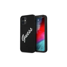 iPhone 12 mini Guess GUHCP12MLSVSBL Silicone Vintage White Script tok fekete színben