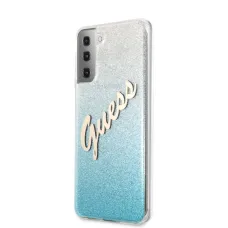 Samsung S21+ Plus Guess GUHCS21MPCUGLSBL Glitter Gradient Vintage tok flitteres világoskék