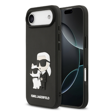 Karl Lagerfeld 3D Gumi Karl és Choupette tok iPhone 17 Air-hez fekete tok