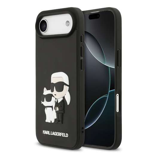 Karl Lagerfeld 3D Gumi Karl és Choupette tok iPhone 17 Air-hez fekete tok Karl Lagerfeld 3D Gumi Karl és Choupette tok iPhone 17 Air-hez fekete tok
