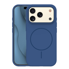 iPhone 17 Pro Max tok Silicone Thin Mag sötétkék