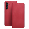 Samsung Galaxy S25 FE tok LUNA Book Carbon piros tok - 0. kép