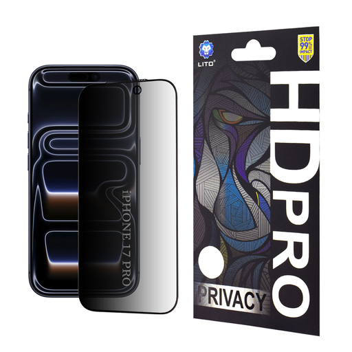 iPhone 17 Pro Fekete Lito - HD Pro Privacy üvegfólia